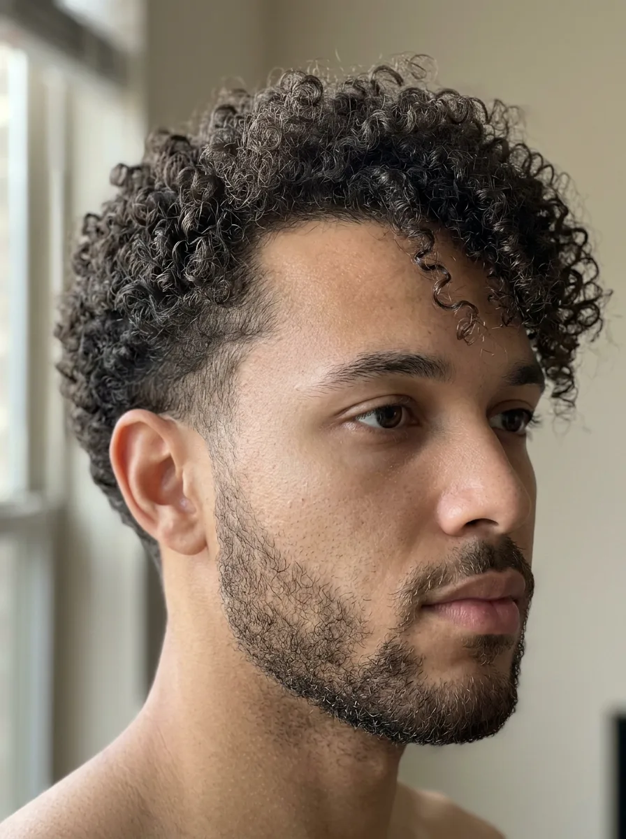 29. Side Swept Curls with Taper