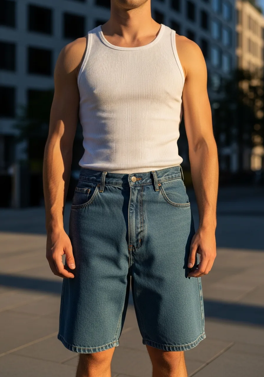 22. Ribbed Tank and Baggy Bermudas