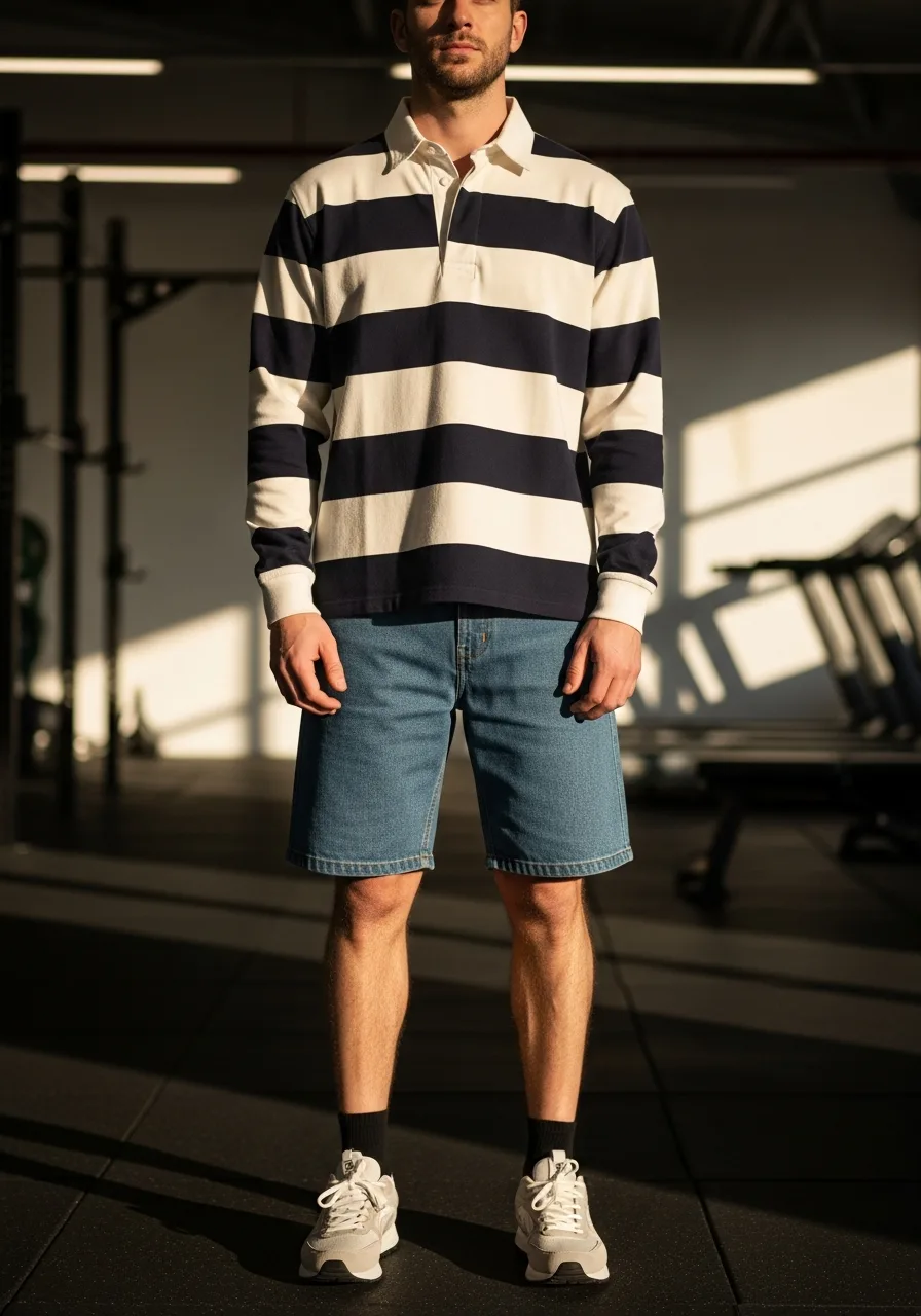 25. Rugby Shirt with Denim Bermudas