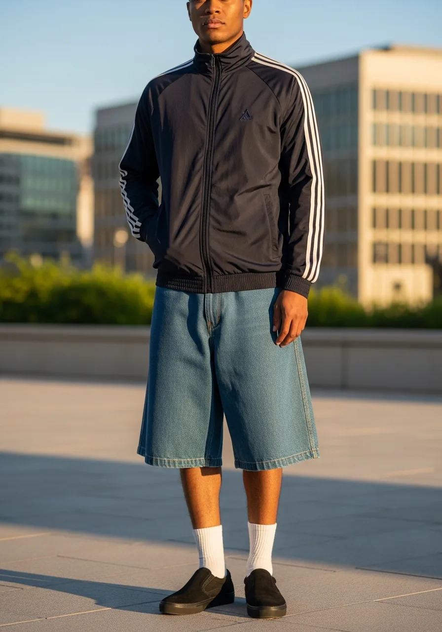30. Track Jacket with Denim Bermudas