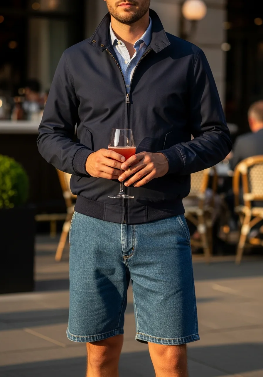 34. Harrington Jacket with Denim Bermudas