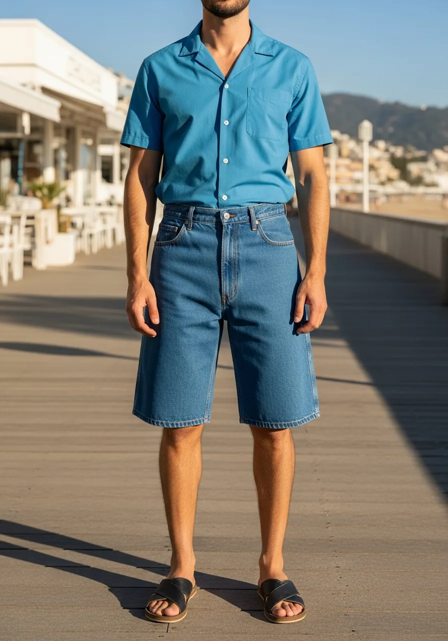 6. Boxy Button-Down Denim Bermuda