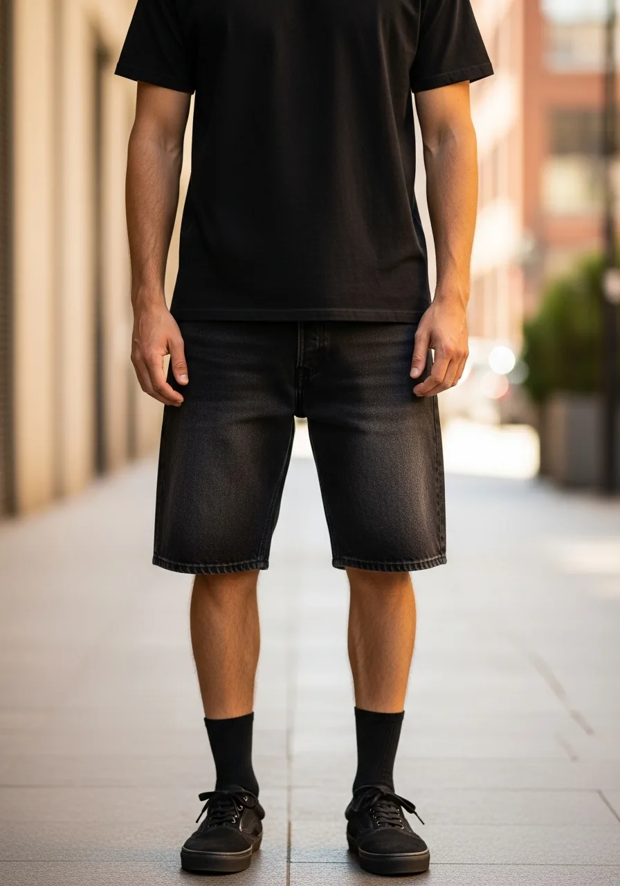 7. Monochrome Black Denim Bermuda Outfit