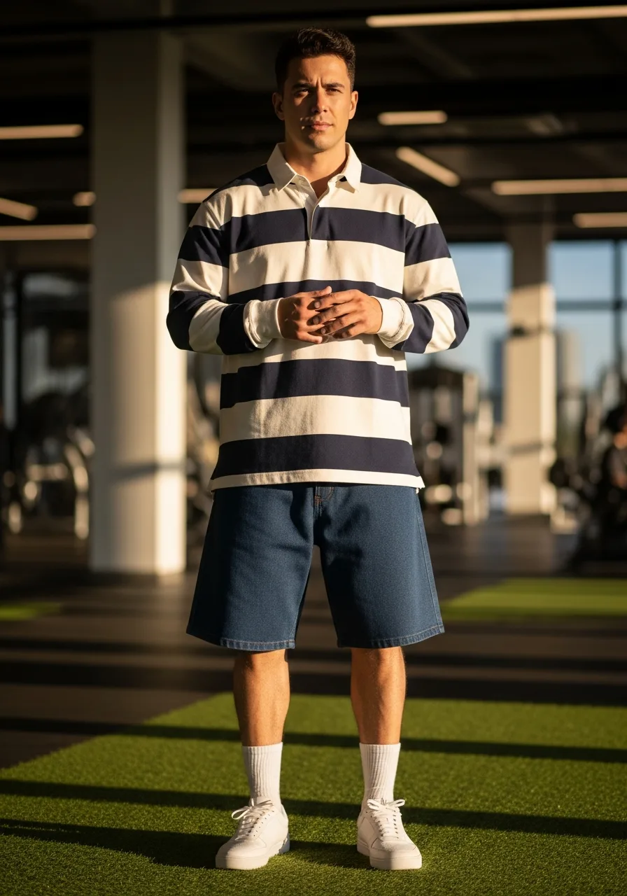 8. Striped Long Sleeve Bermuda Style
