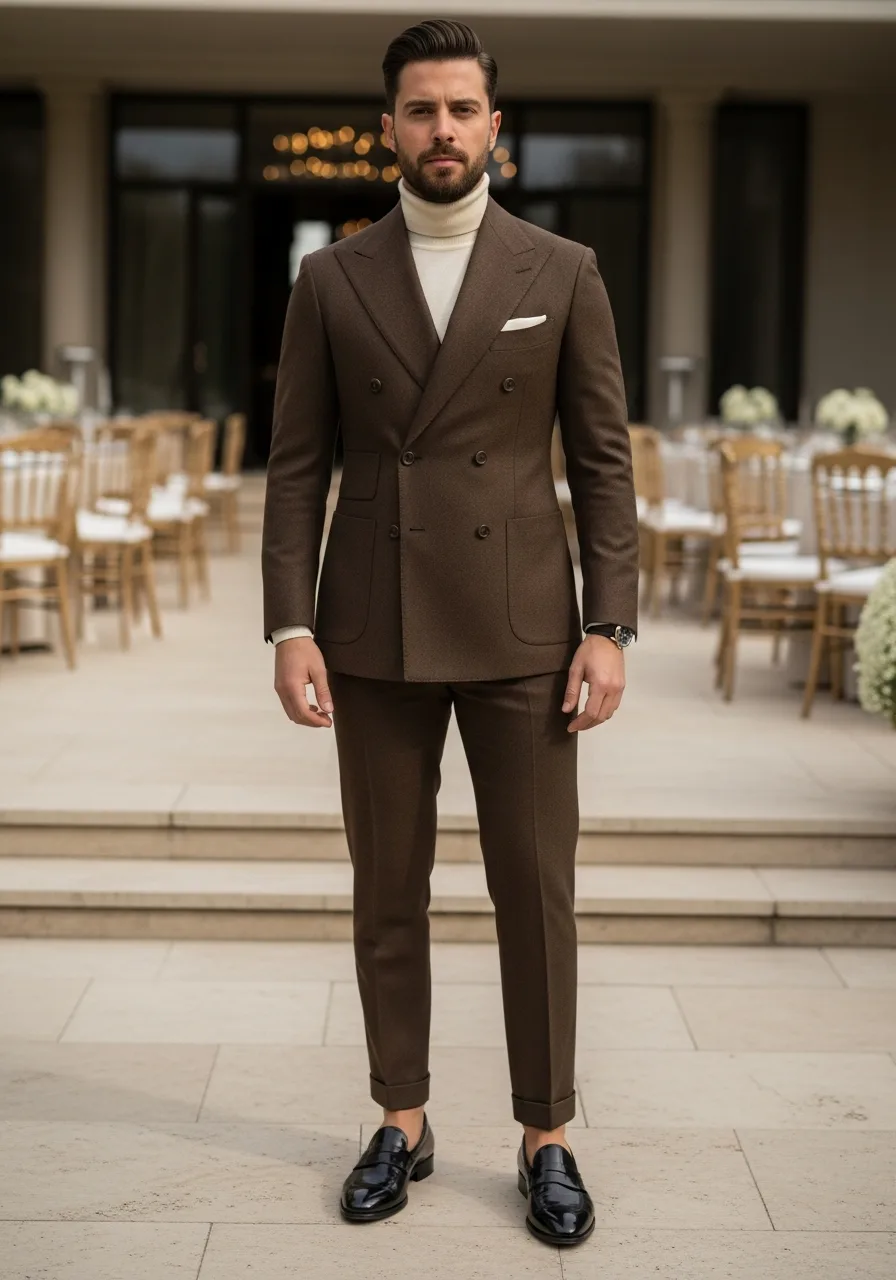 24. Espresso Brown Double Breasted Suit