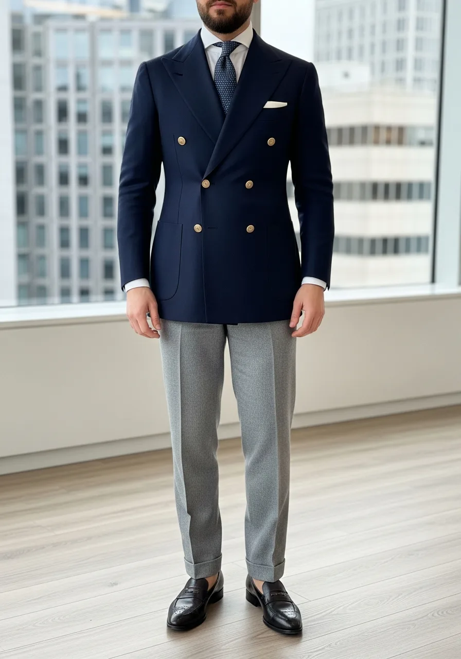 26. Hopsack Navy Blazer Look
