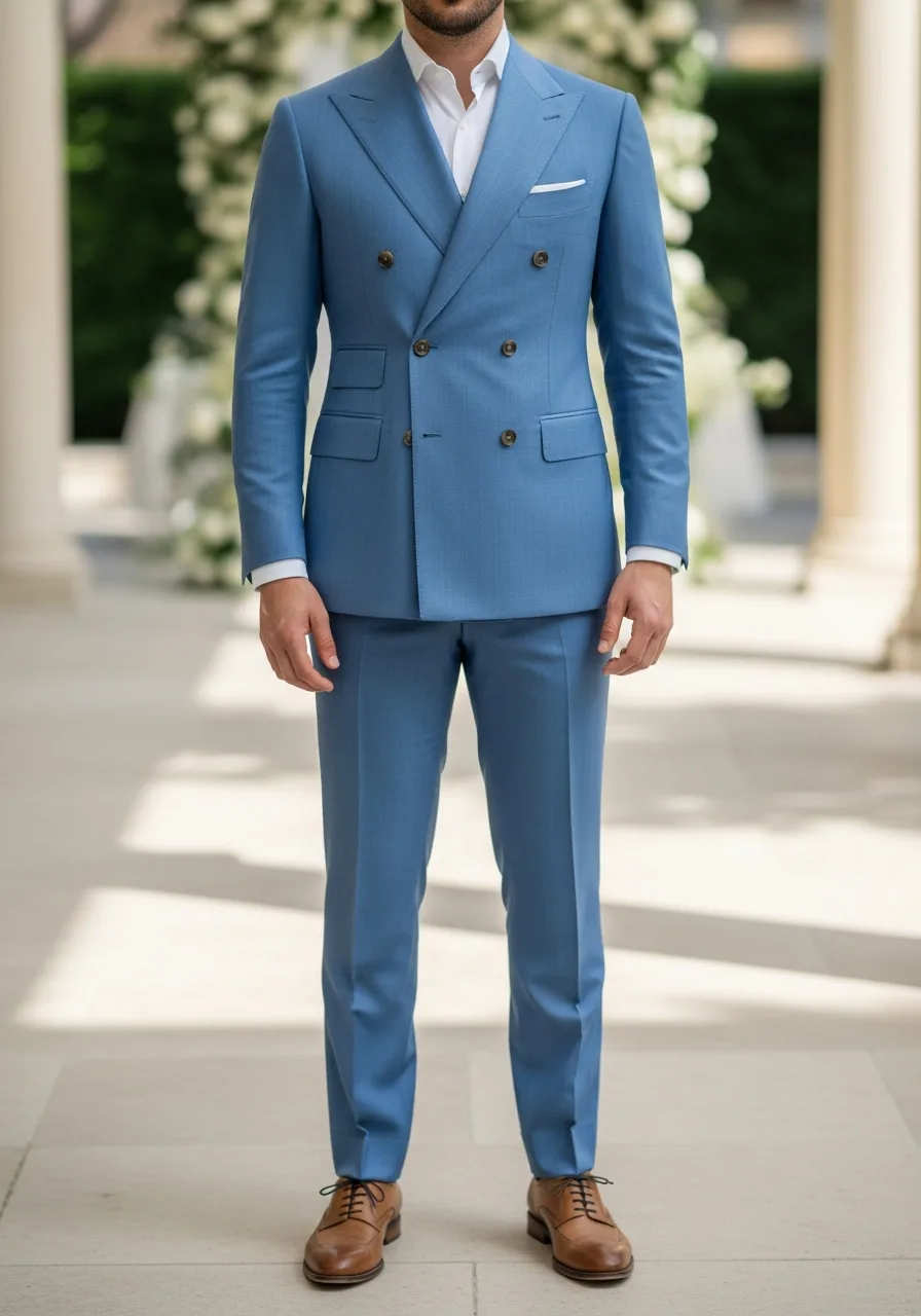 27. Sky Blue Double Breasted Suit