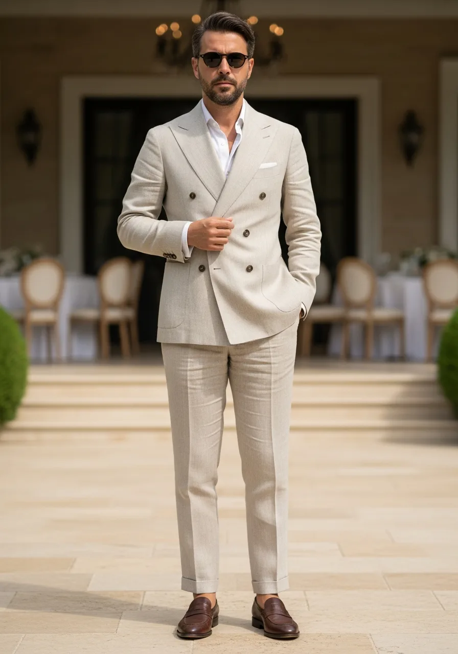 3. Beige Linen Summer Set