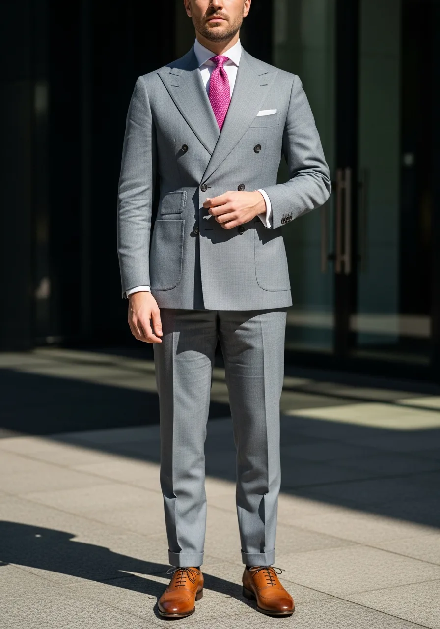 30. Stone Gray Poplin Suit