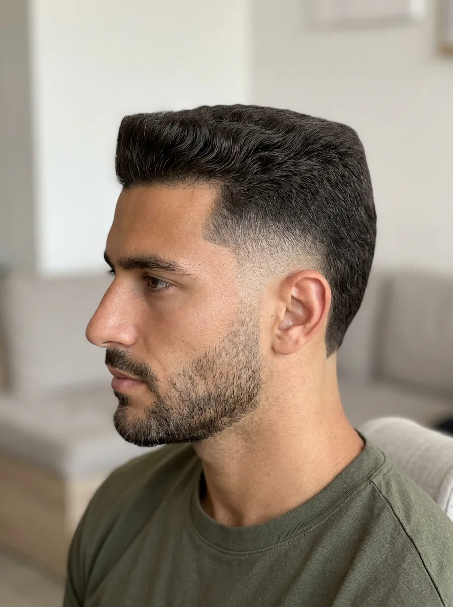 8. Flat Top with Drop Fade