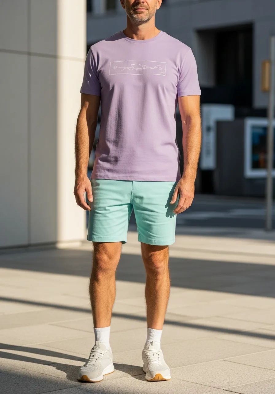 33. Mint Shorts, Lavender Graphic Tee