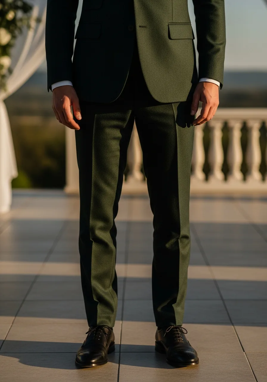1. Dark Forest Green Wool Suit