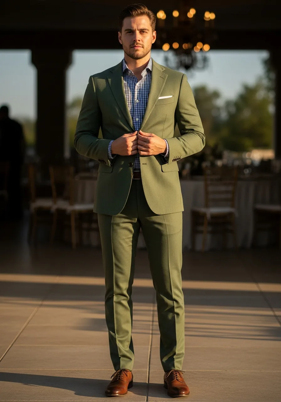 13. Army Green Twill Suit