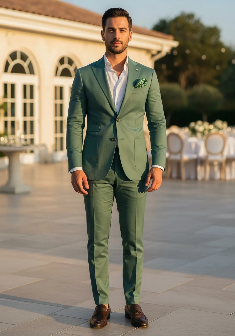 18. Juniper Green Poplin Suit