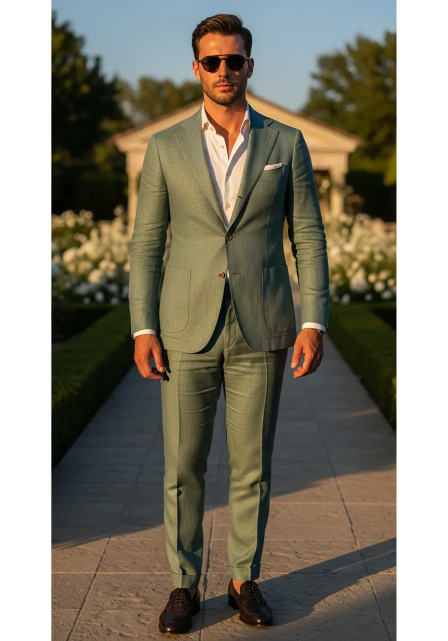 2. Sage Green Linen Suit