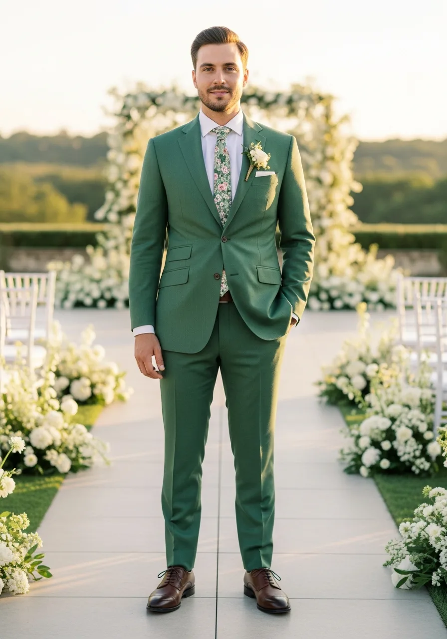 23. Basil Green Gabardine Suit