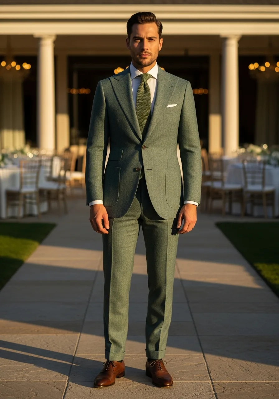30. Thyme Green Birdseye Suit