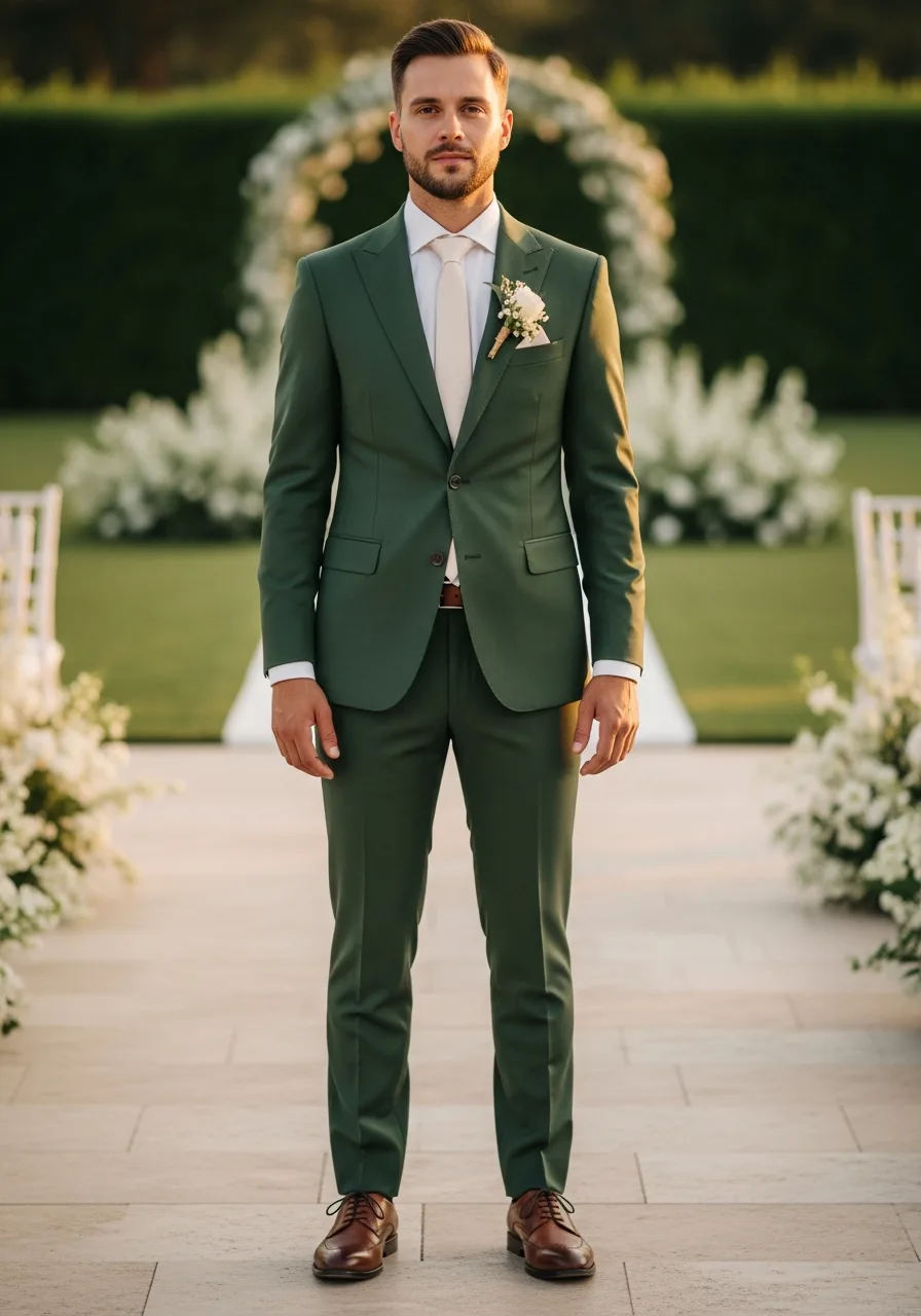 31. Asparagus Matte Green Wedding Suit