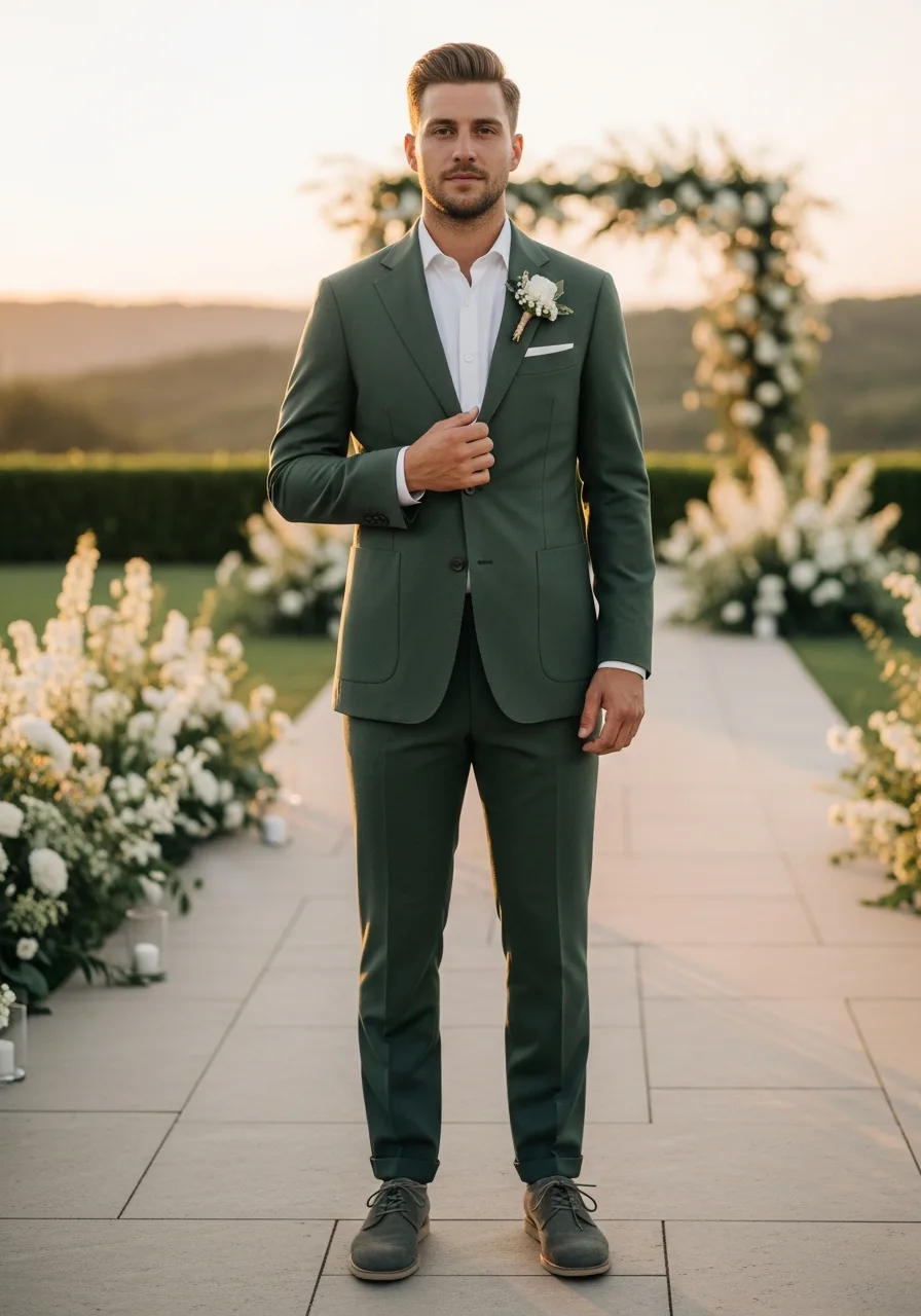 35. Willow Green Relaxed Wedding Suit