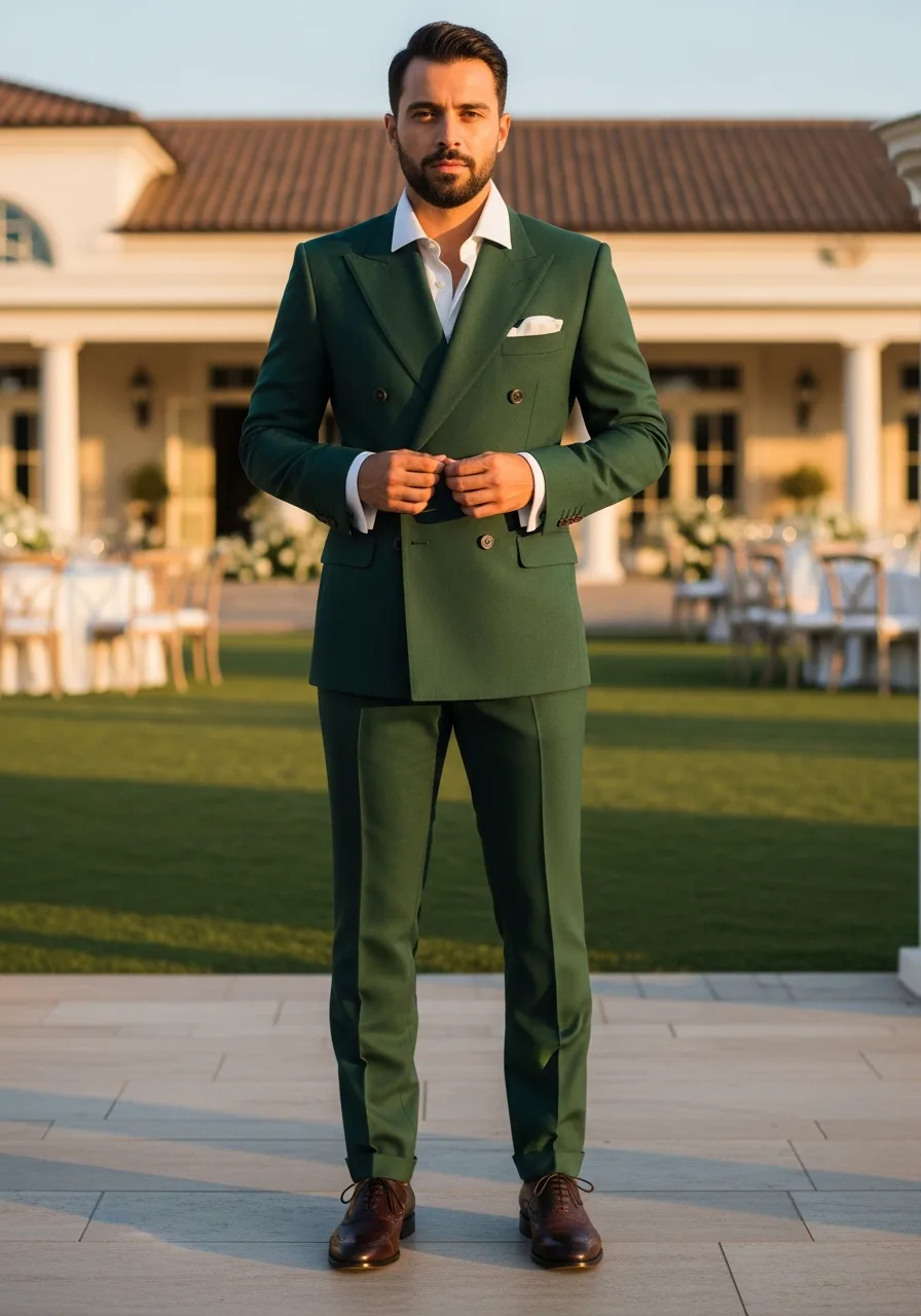 36. Forest Moss Double Breasted Suit