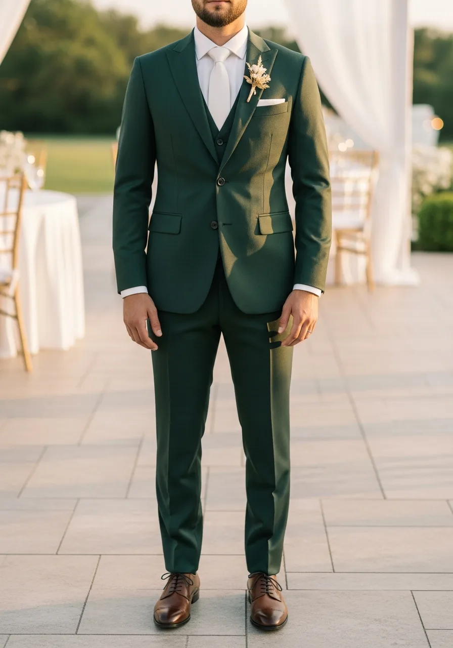 37. Charcoal Green Sharp Wedding Suit