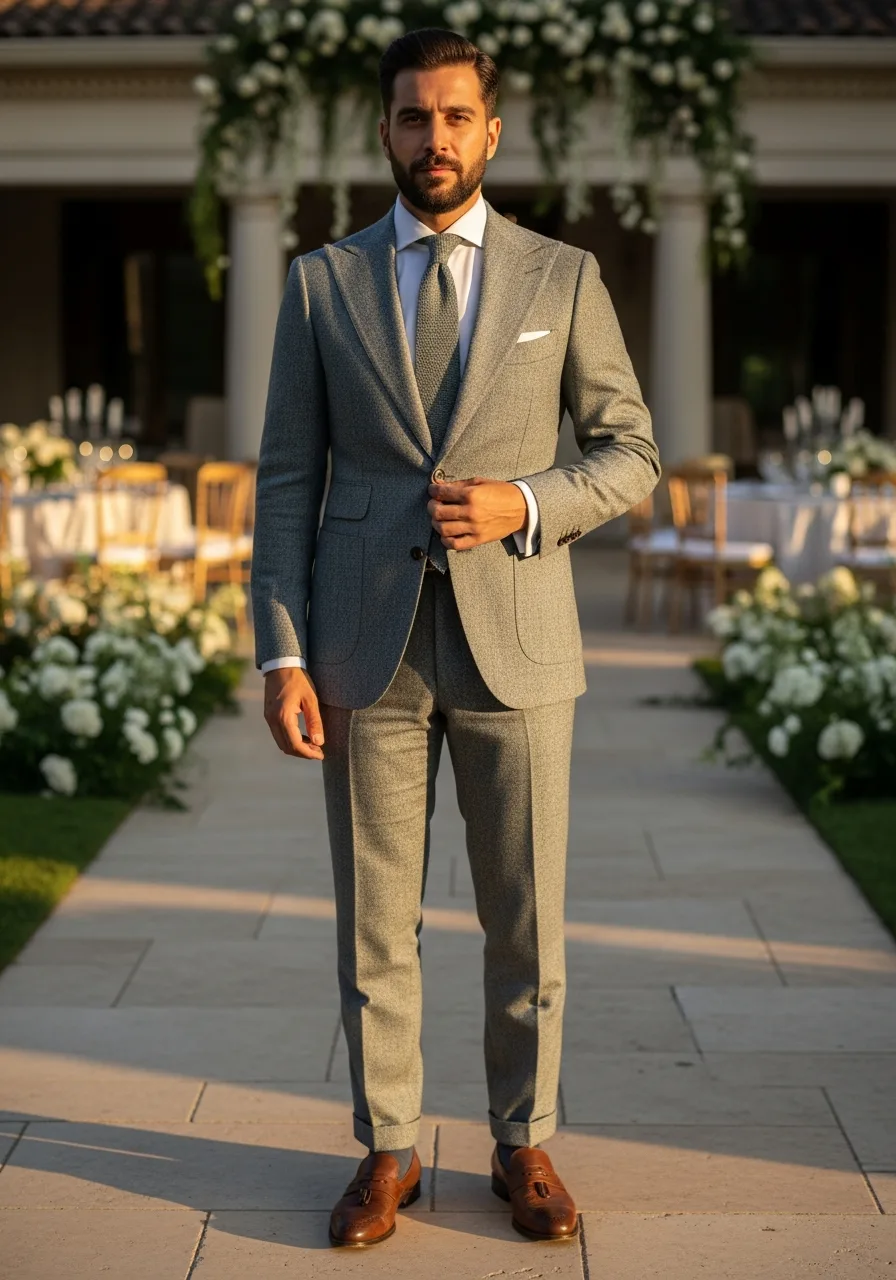 47. Textured Sage Hopsack Suit