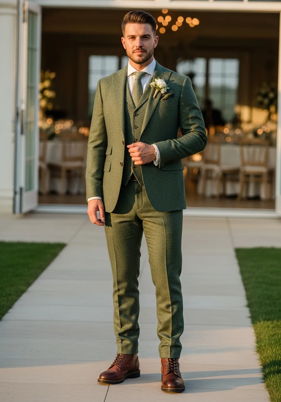 8. Moss Green Tweed Suit