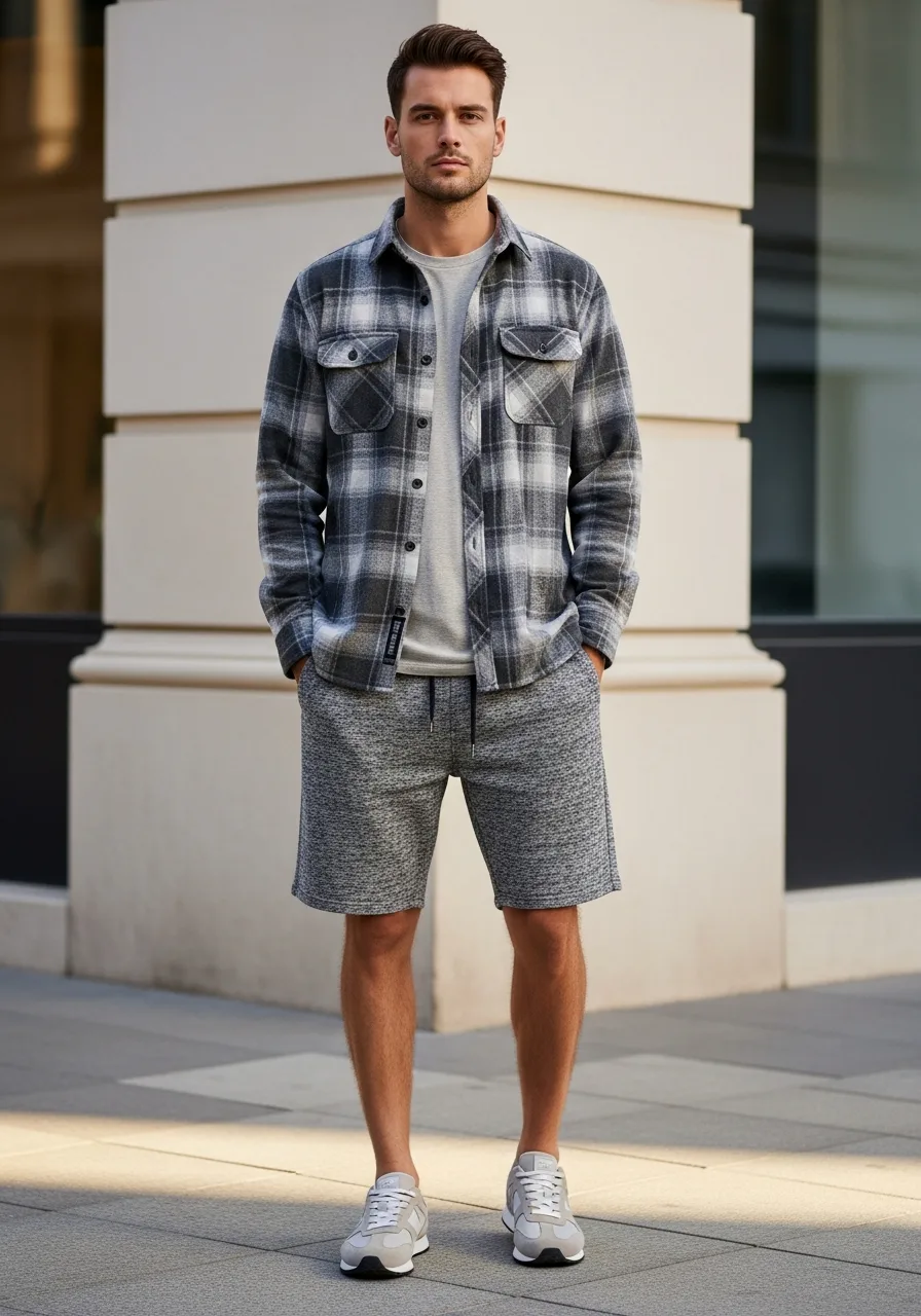 14. Flannel Shirt with Heather Shorts