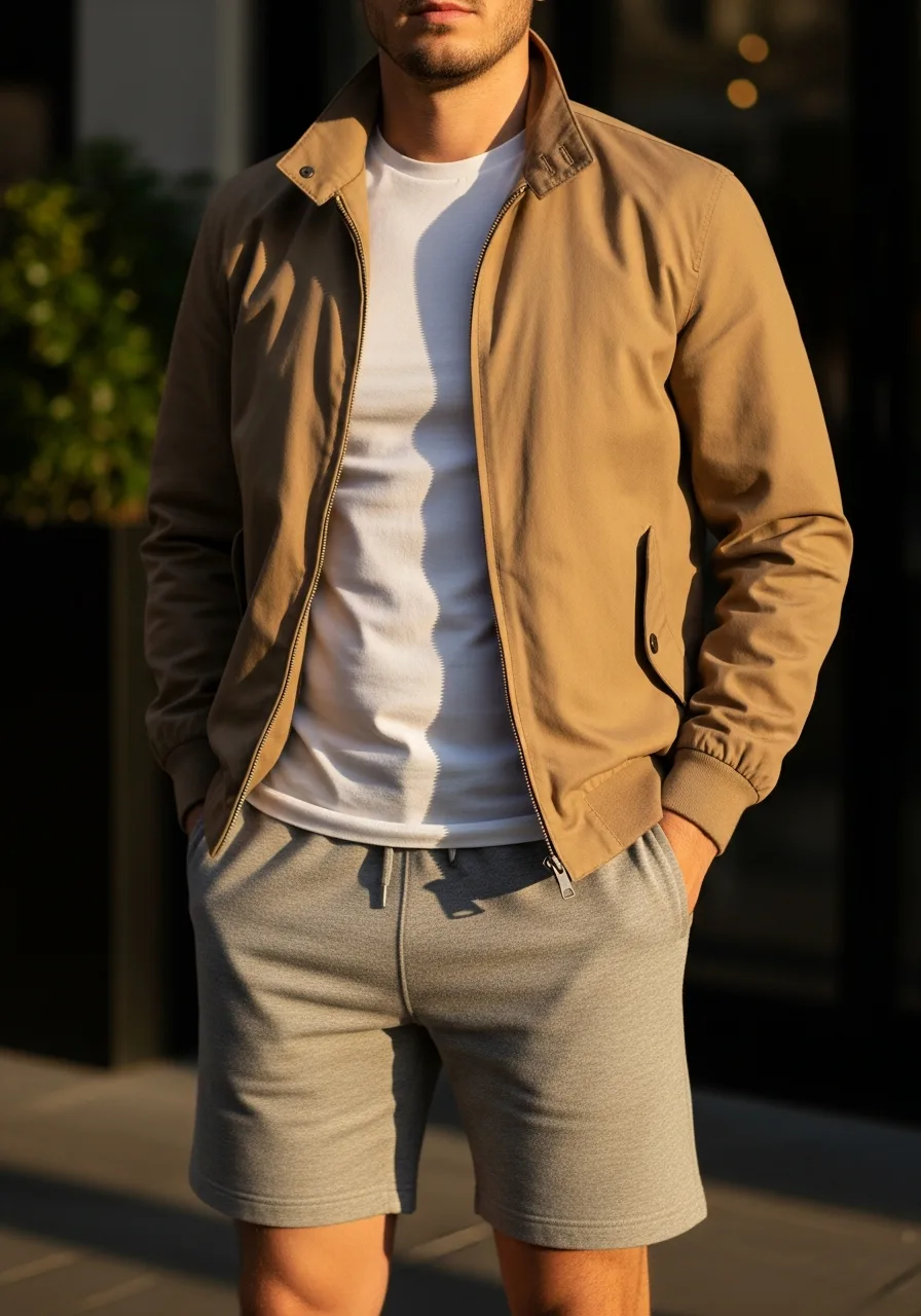 17. Tan Harrington Grey Shorts Combo