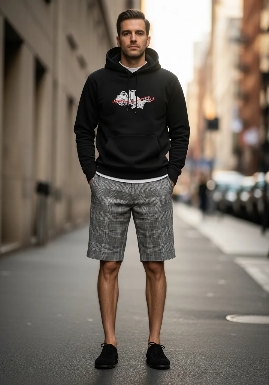 26. Graphic Hoodie with Tailored Shorts