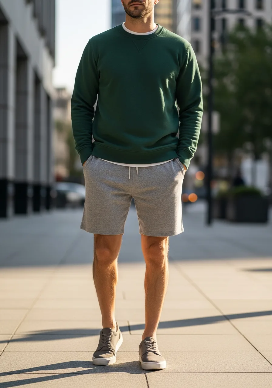 35. Forest Green and Grey Shorts