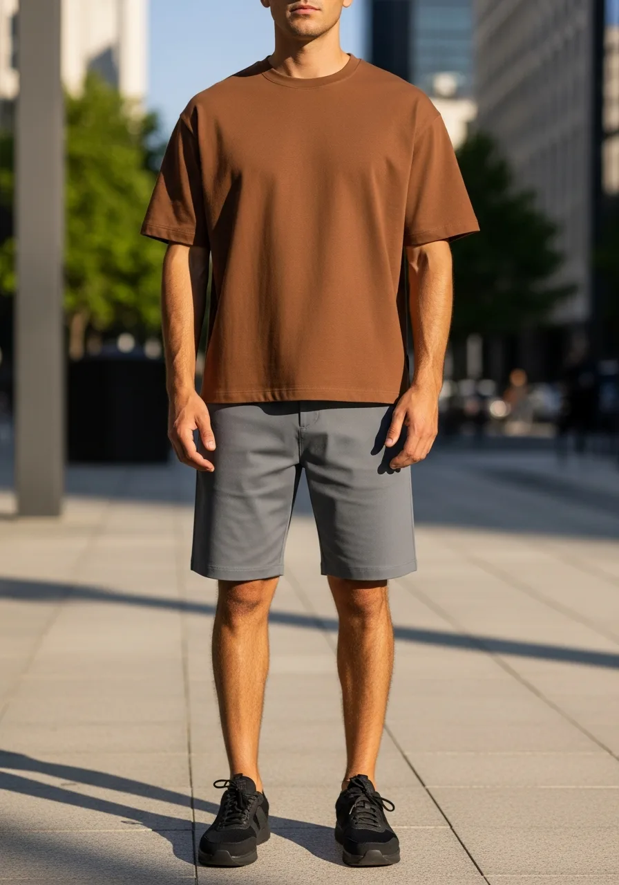 47. Clay Tee with Grey Shorts