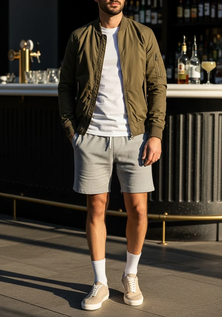 8. Bomber Jacket with Jersey Shorts