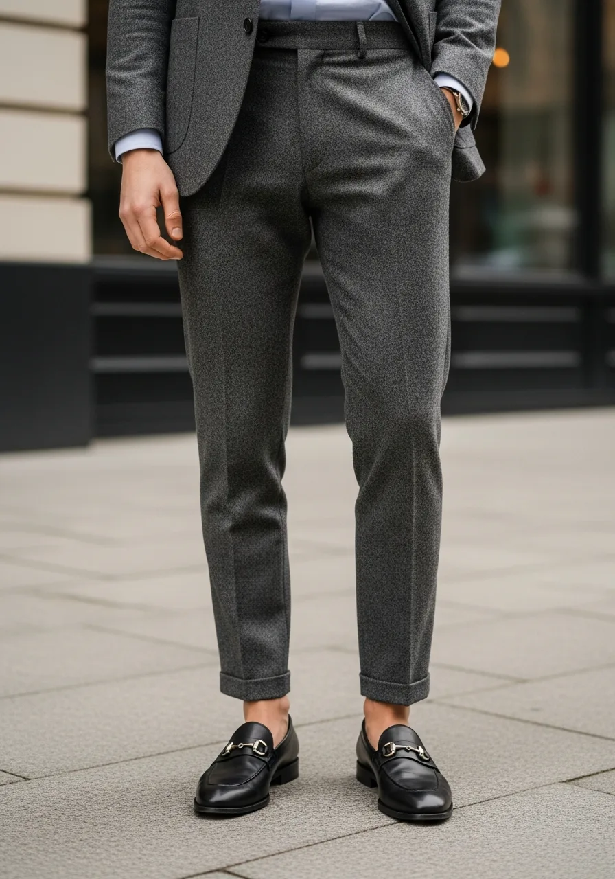 11. Grey Suit with Black Loafers