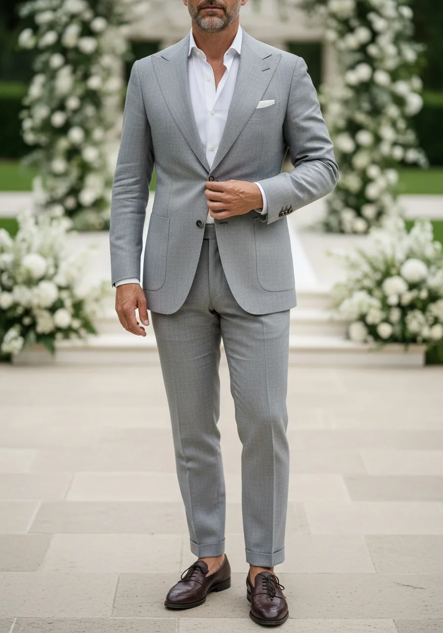 12. Light Grey Linen Summer Suit