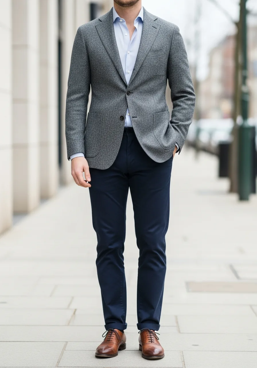 13. Grey Suit Jacket with Chinos