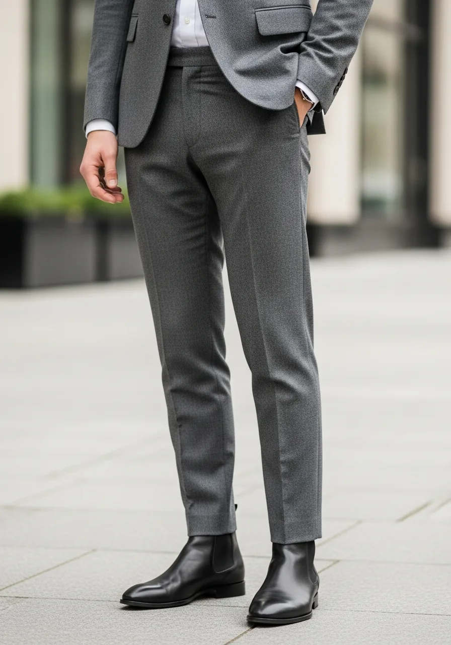 15. Grey Suit with Chelsea Boots
