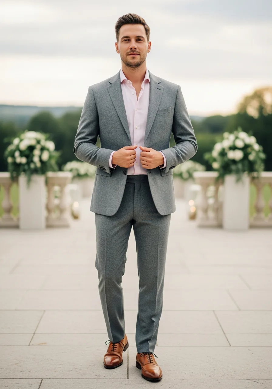 17. Light Grey Suit with Pink
