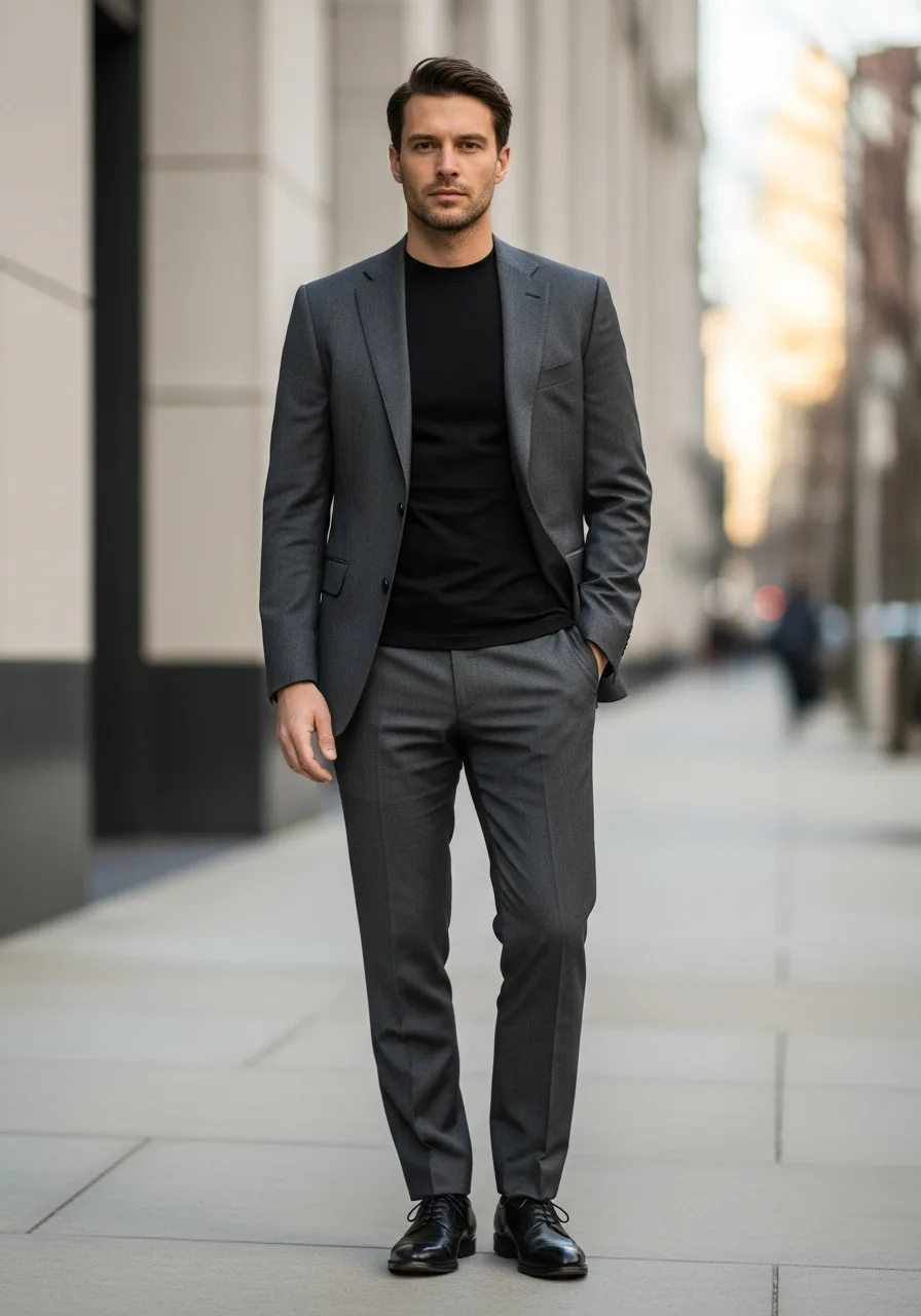 20. Charcoal Suit with Black Tee