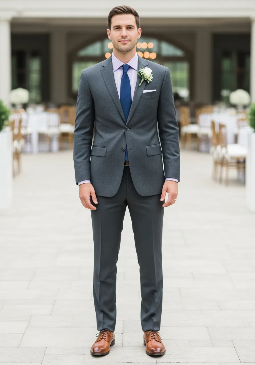 21. Grey Suit with Lavender Shirt