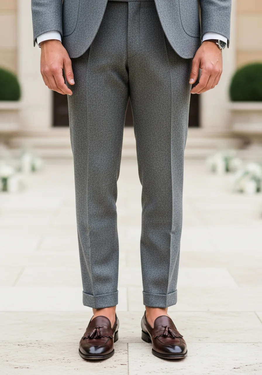 37. Dark Brown Loafers Grey Suit