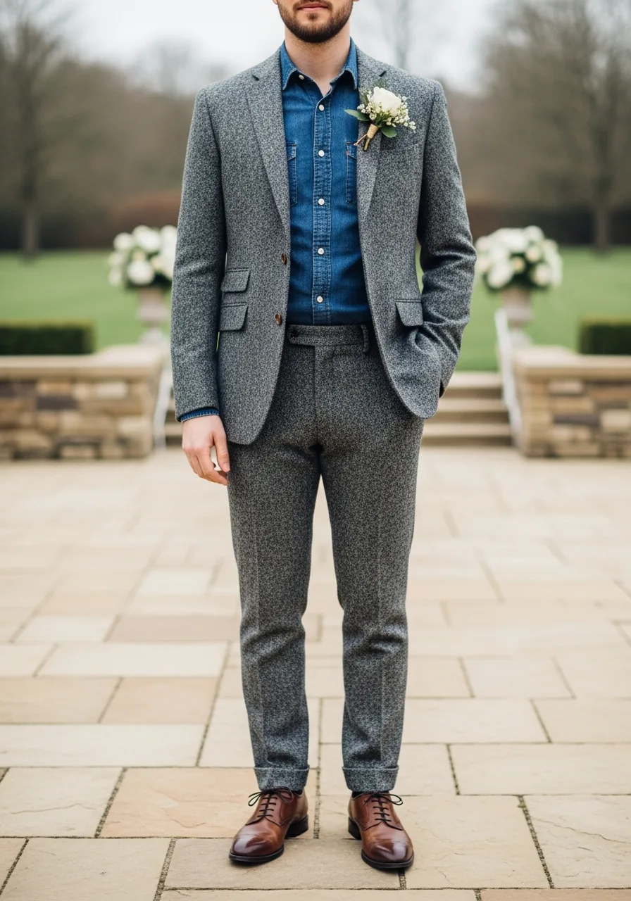 4. Textured Grey Tweed for Winter