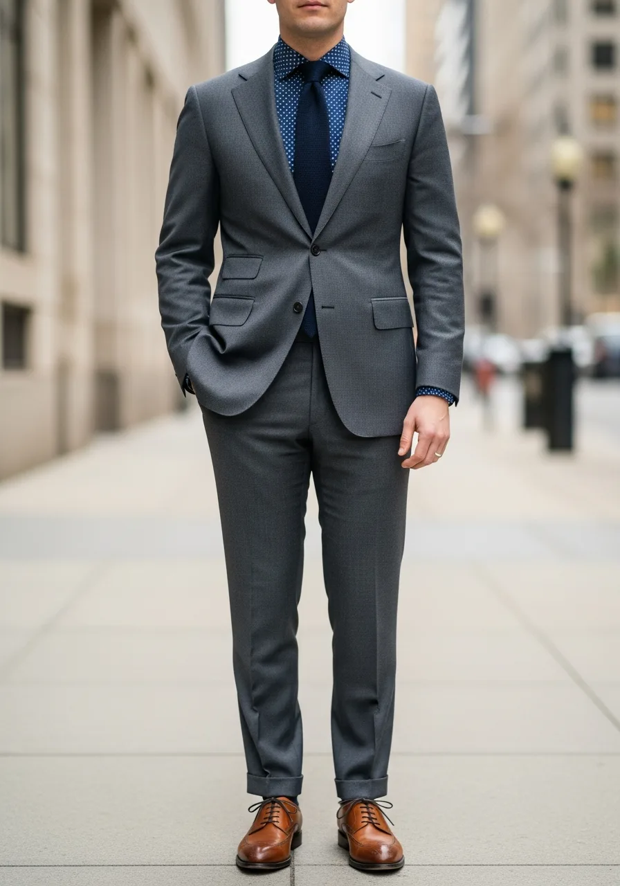 50. Navy Micro-Pattern with Grey Suit