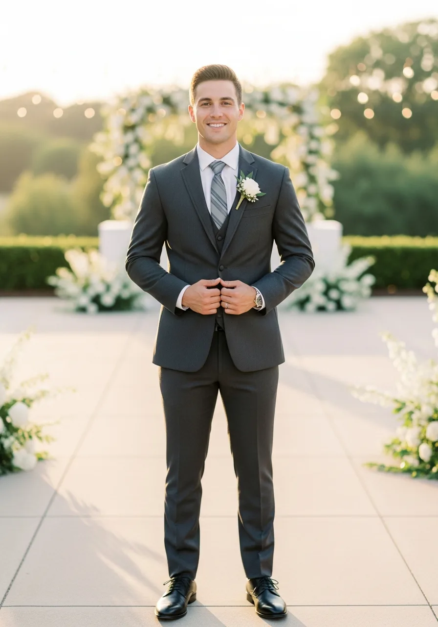 1. Charcoal Suit Groomsmen Attire