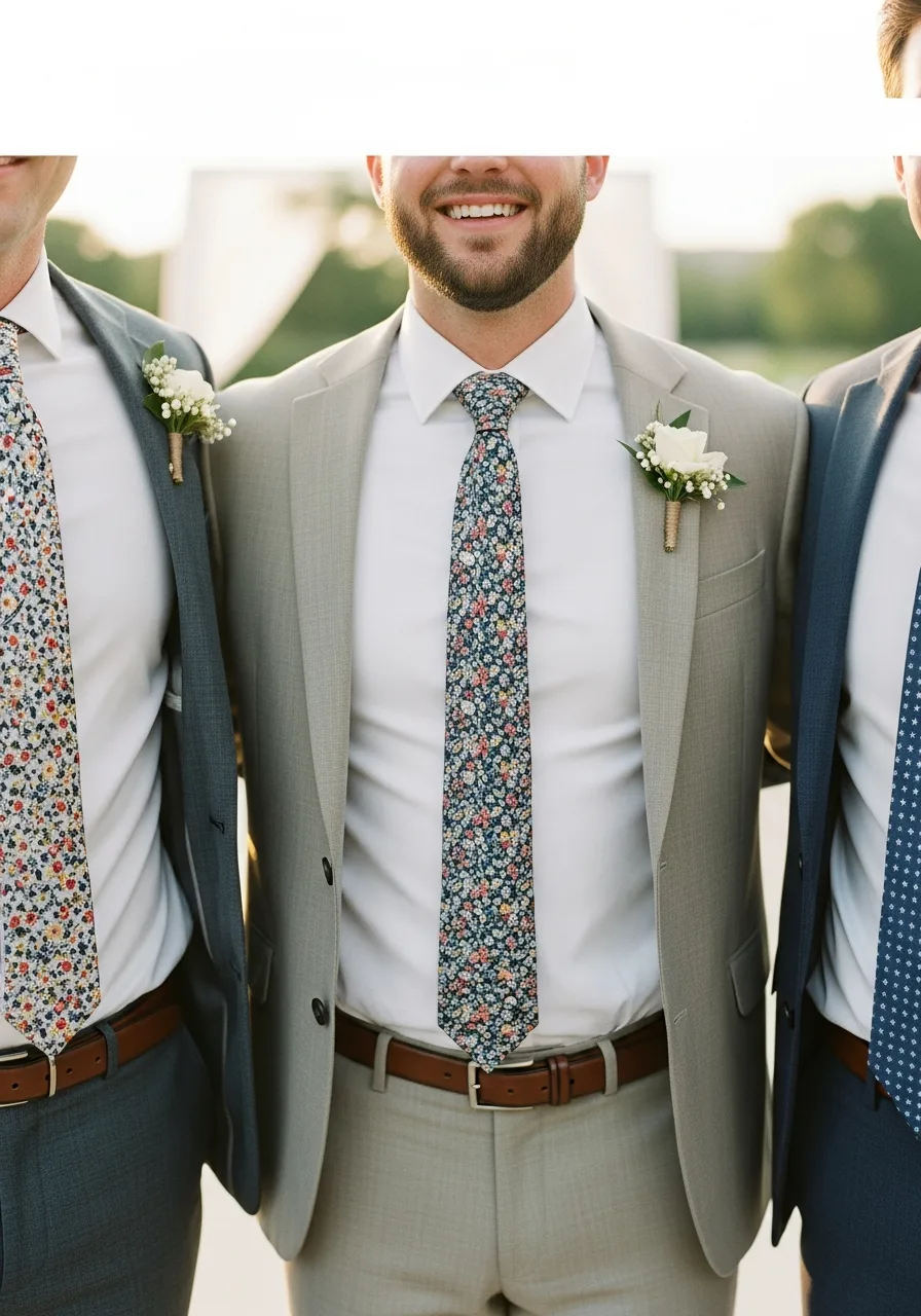 11. Patterned Tie Groomsmen Attire