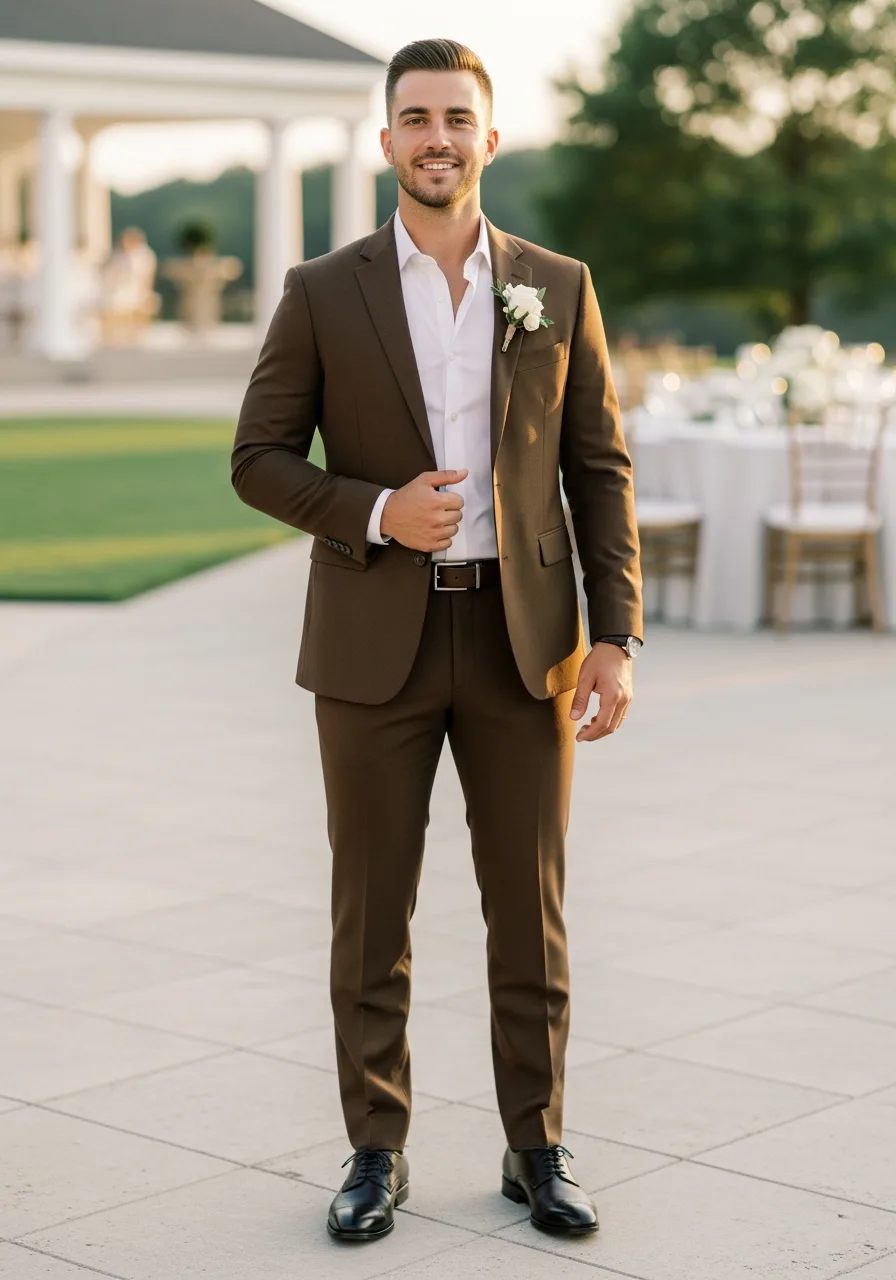 18. Tobacco Brown Groomsmen Attire