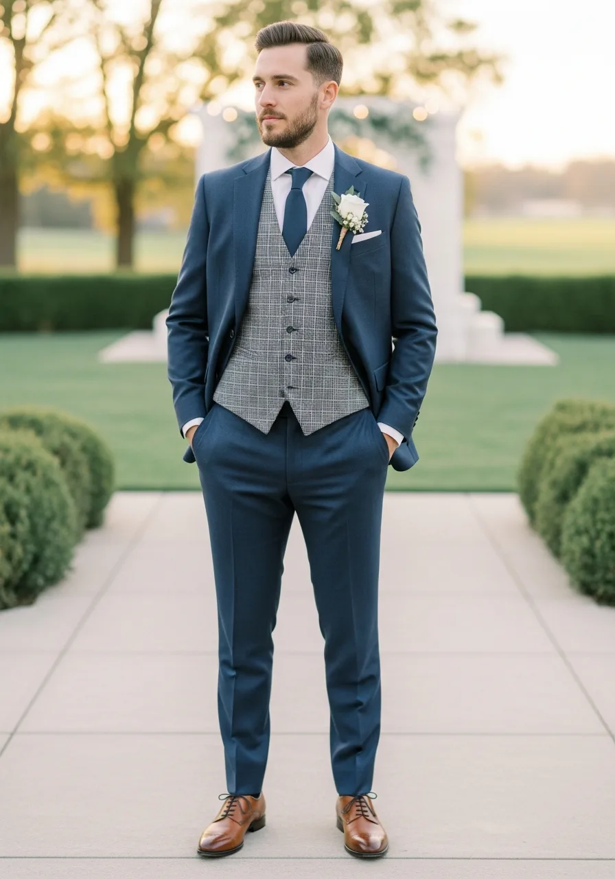 22. Checkered Vest Groomsmen Attire