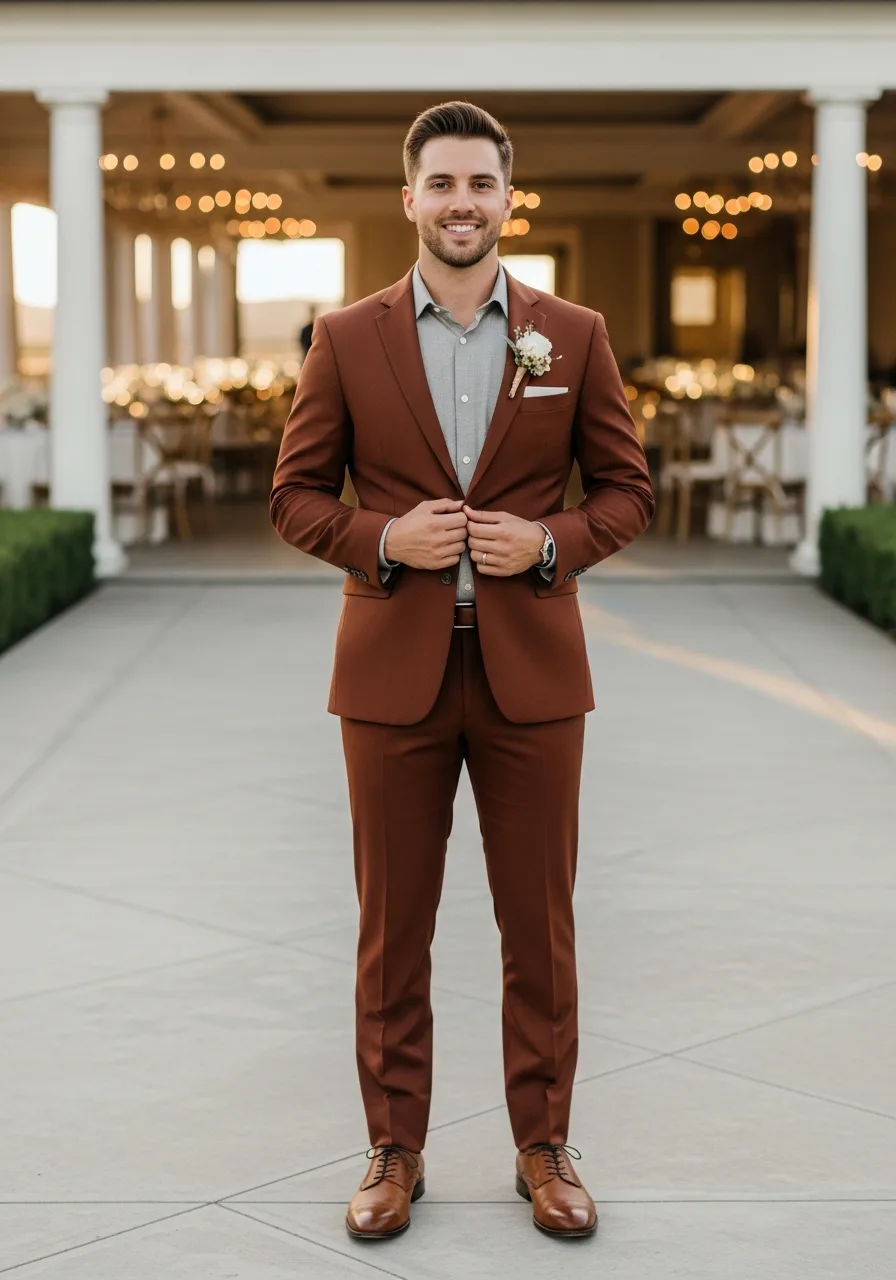 28. Rust Toned Groomsmen Attire