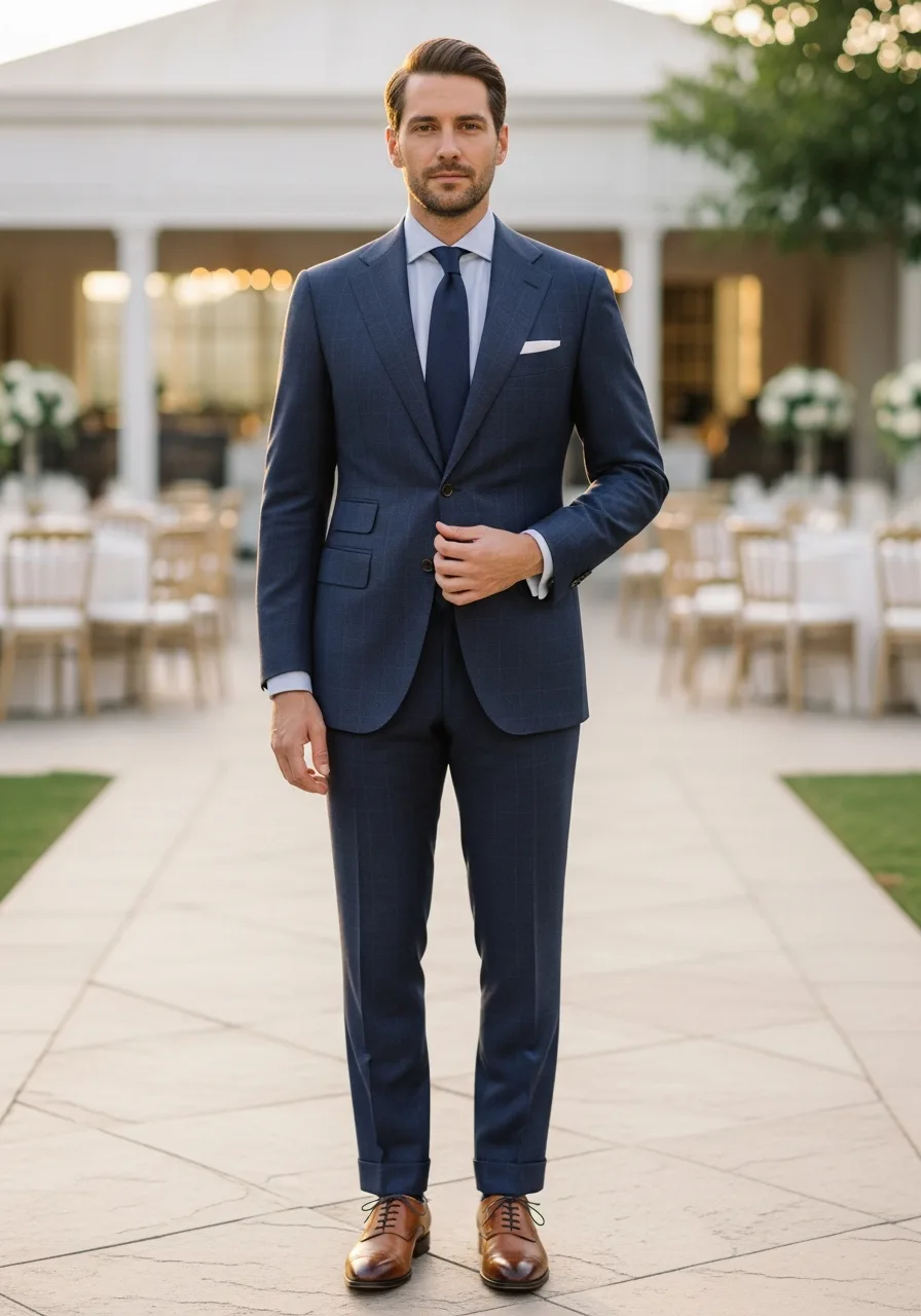 30. Micro-check Groomsmen Attire