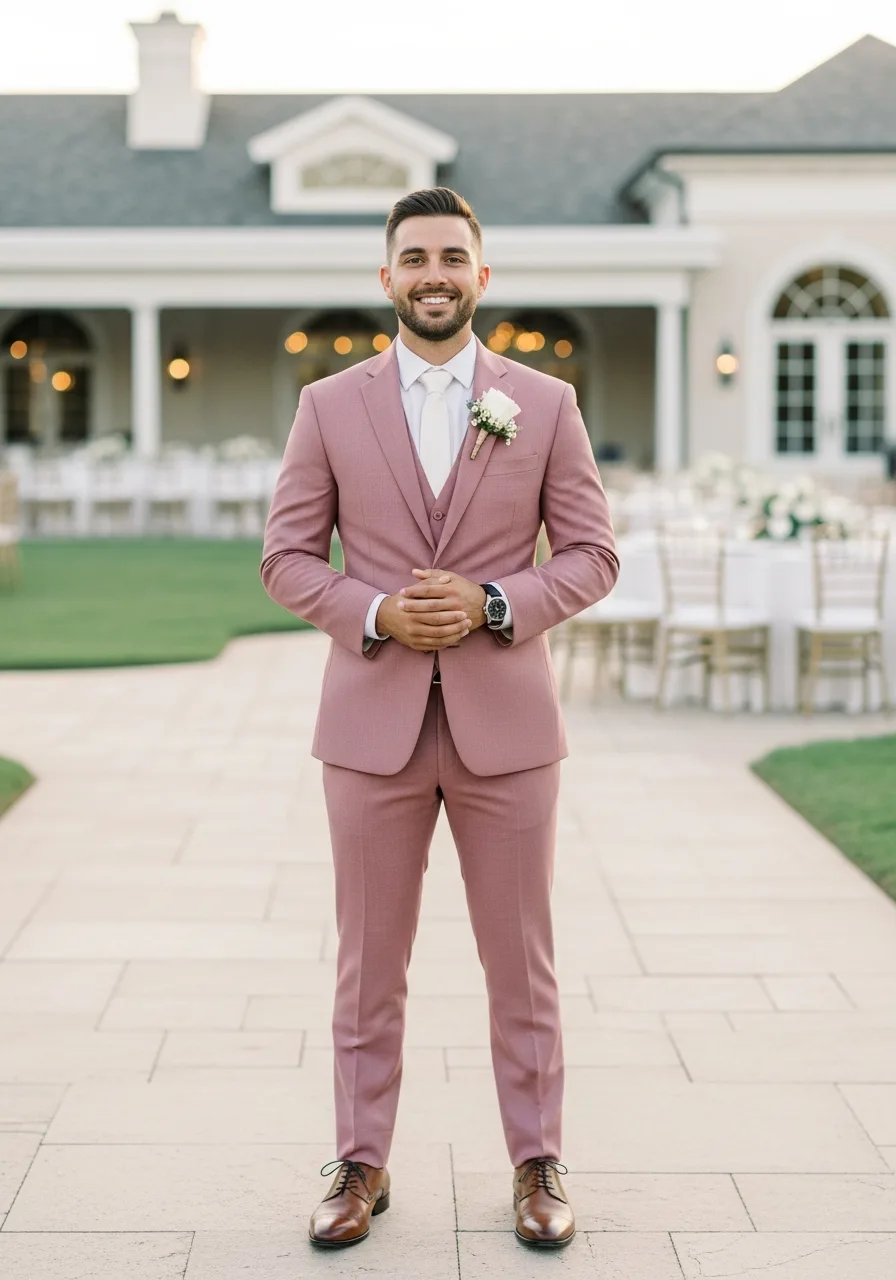 31. Dusty Rose Groomsmen Attire